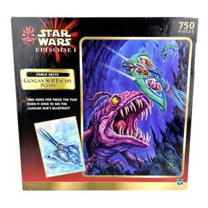 Star Wars Episode 1 750 Pc Jigsaw Puzzle 1999 VTG Double Sided Gungan Sub Escape